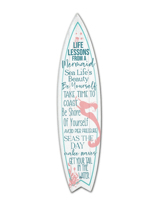 SURF BOARD WALL ACCENT LIFE LESSONS MERMAID