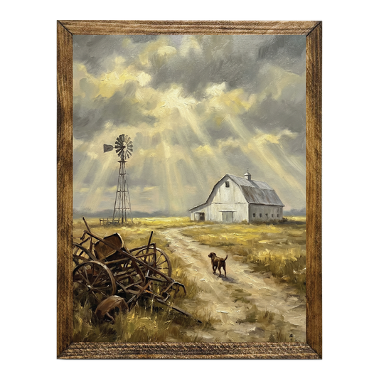 TIMBERLAND FRAME SUNNY FARMHOUSE DOG WINDMILL