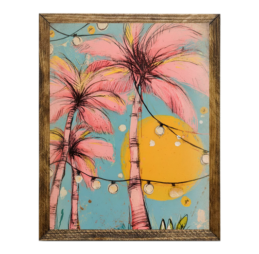 TIMBERLAND FRAME RETRO PINK PALM TREES AND LIGHTS