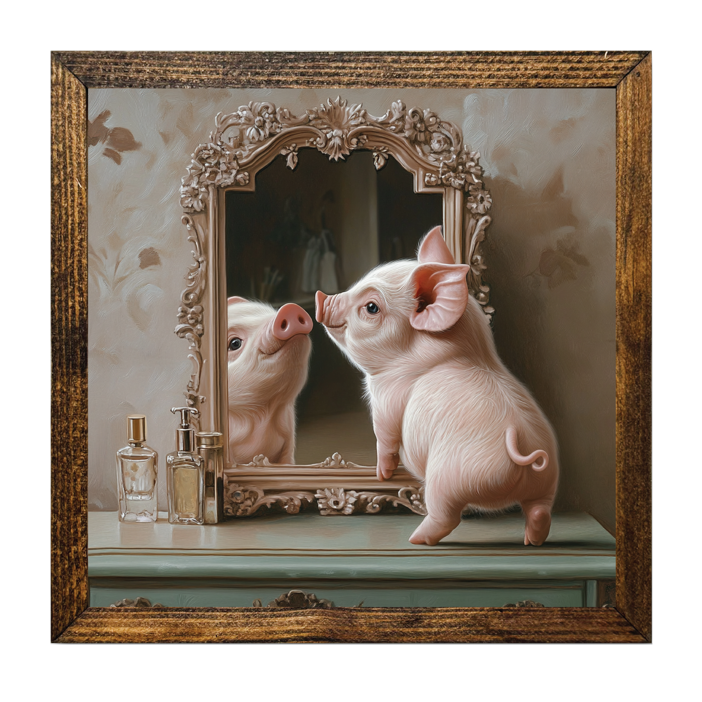 ARTISTIC SERIES TIMBERLAND-PIGLET ADMIRING HERSELF IN MIRROR