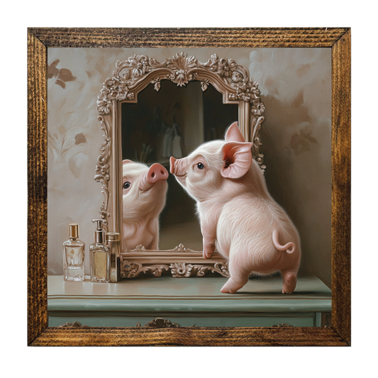 ARTISTIC SERIES TIMBERLAND-PIGLET ADMIRING HERSELF IN MIRROR