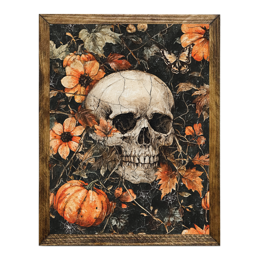 ARTISTIC SERIES-Harvest Haunting – Gothic Botanical Skull 1