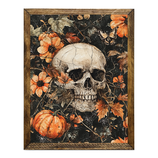 ARTISTIC SERIES-Harvest Haunting – Gothic Botanical Skull 1
