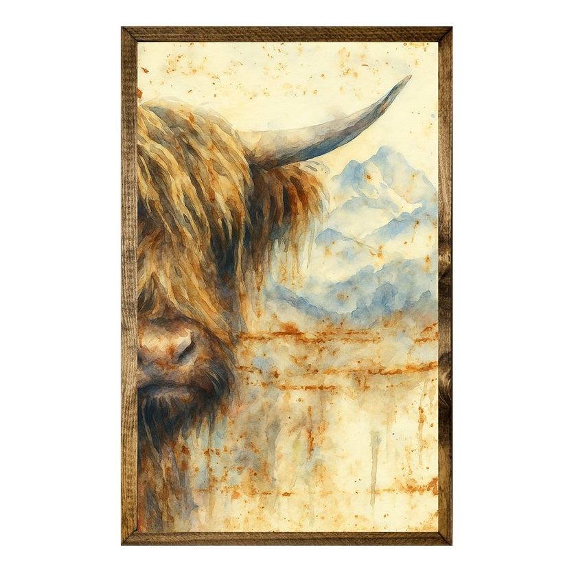 ARTISTIC SERIES TIMBERLAND-RUSTED HIGHLAND COW ART
