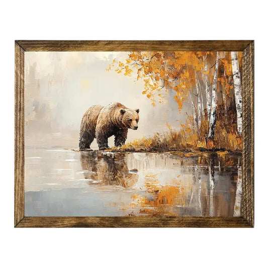 TIMBERLAND FRAME AUTUMN BEAR BY THE WATER’S EDGE