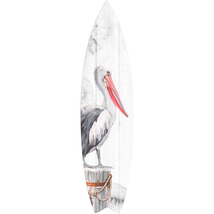 MINI 23" SURF BOARD WALL ACCENT PELICAN ART