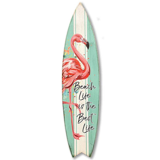 MINI 23" SURF BOARD WALL ACCENT BEACH LIFE BEST FLAMINGO