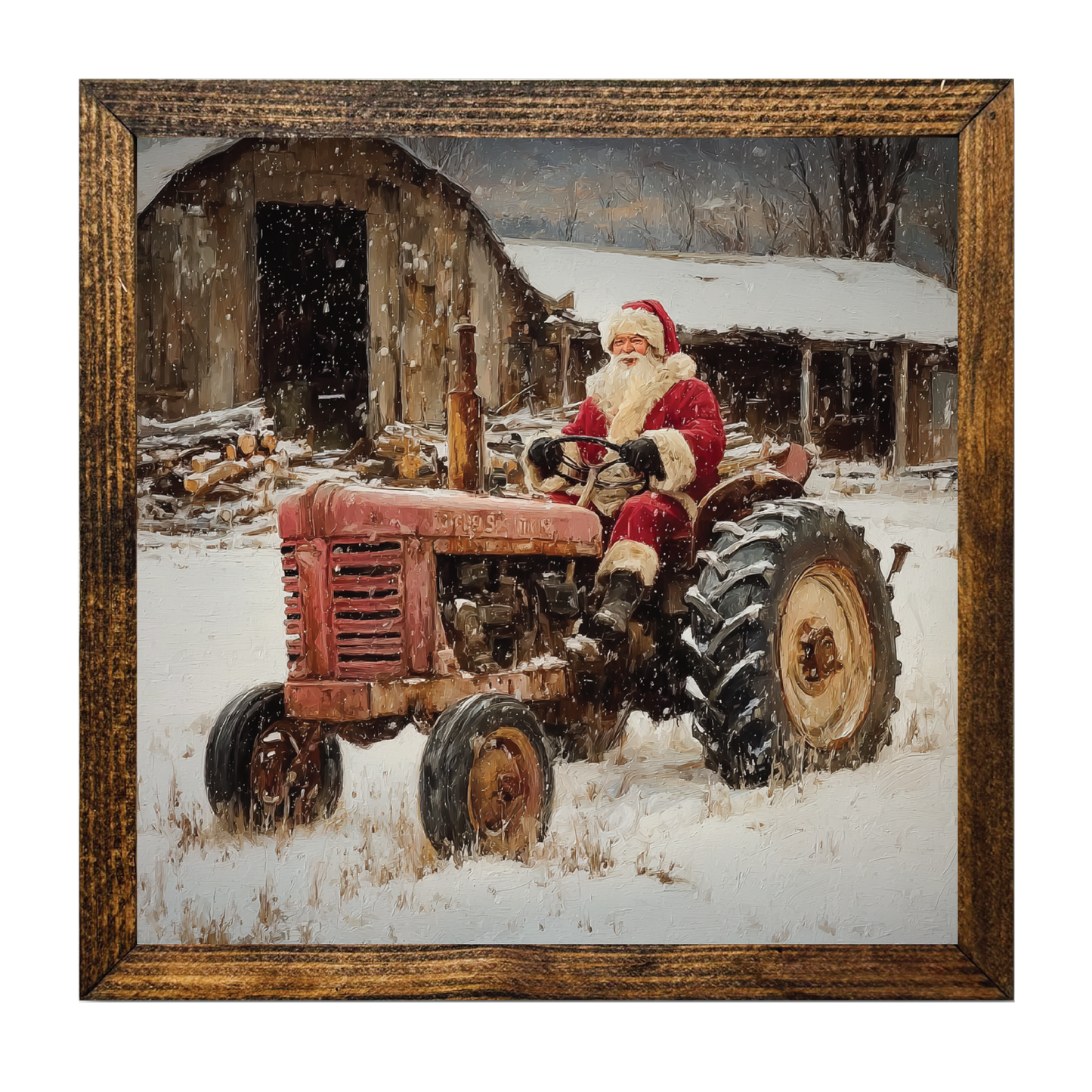 TIMBERLAND FRAME CHRISTMAS ON THE FARM SANTA TRACTOR
