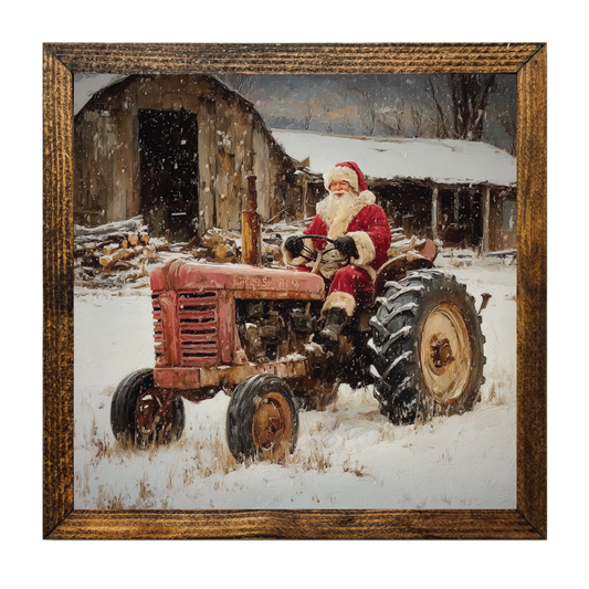 TIMBERLAND FRAME CHRISTMAS ON THE FARM SANTA TRACTOR