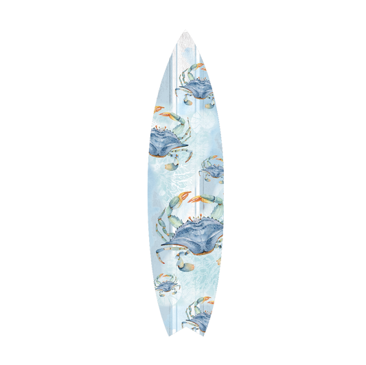 SURF BOARD WALL ACCENT BLUE CRAB ART
