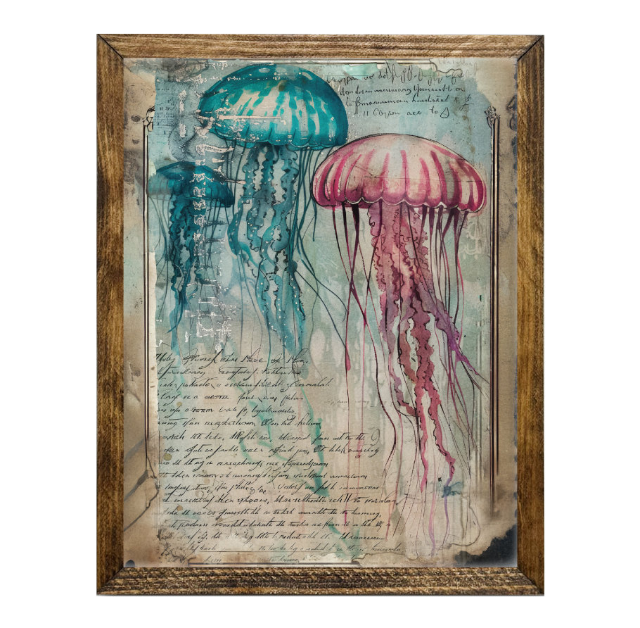 TIMBERLAND FRAME JUNK JOURNAL JELLY FISH PINK TEAL BLUE