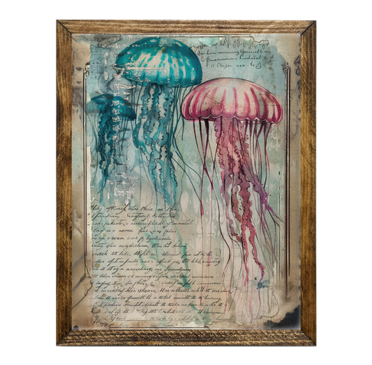 TIMBERLAND FRAME JUNK JOURNAL JELLY FISH PINK TEAL BLUE