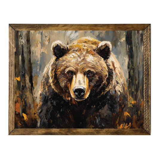 TIMBERLAND FRAME MAJESTIC GRIZZLY BEAR IN FOREST RUSTIC