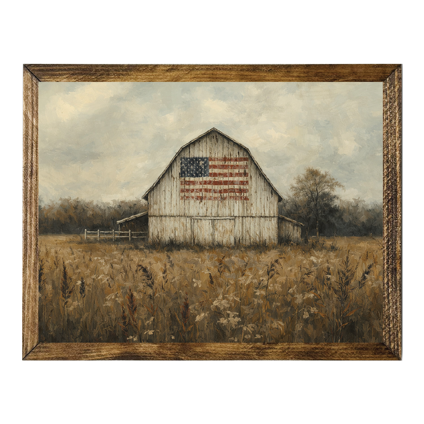 TIMBERLAND FRAME US FLAG PAINTED ON OLD WHITE BARN