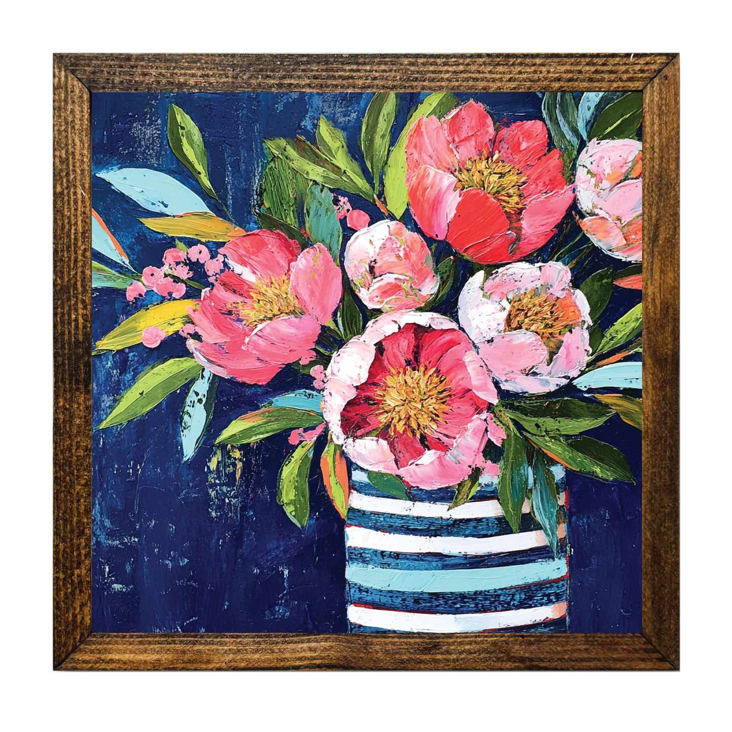 ARTISTIC SERIES TIMBERLAND-BLUE & PINK FLOWERS STRIPED VASE