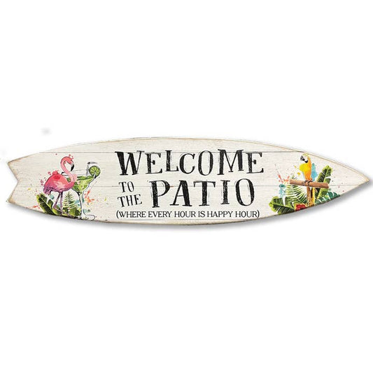 MINI 23" SURF BOARD WALL ACCENT WELCOME TO THE PATIO