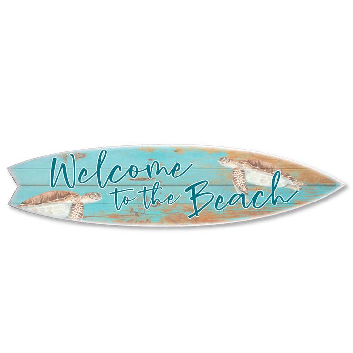MINI 23" SURF BOARD WALL ACCENT WELCOME BEACH SEA TURTLES