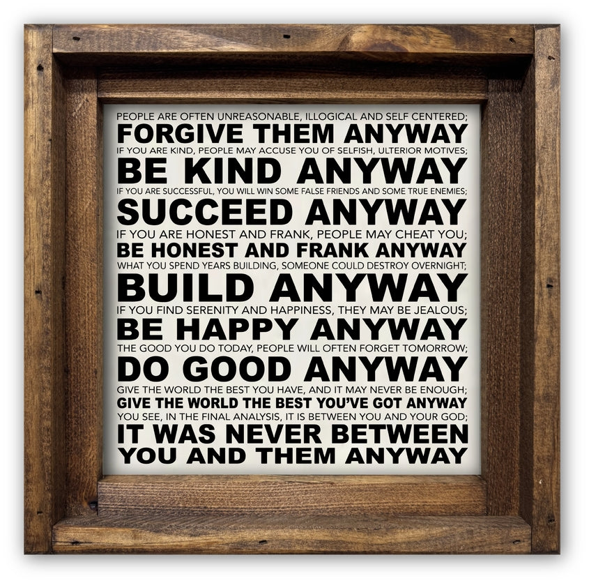 FRAMED CANVAS DO IT ANYWAY POEM BY MOTHER THERESA