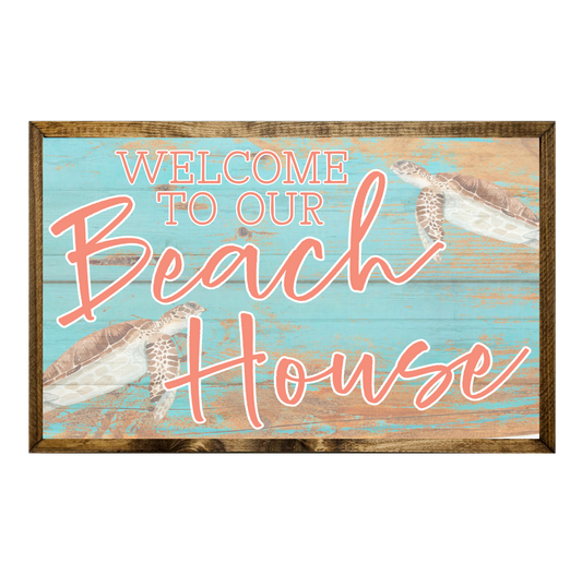 TIMBERLAND FRAME WELCOME TO OUR BEACH HOUSE SEA TURTLES