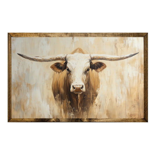 TIMBERLAND FRAME NEUTRAL TEXAS LONGHORN–RUSTIC WESTERN DECOR