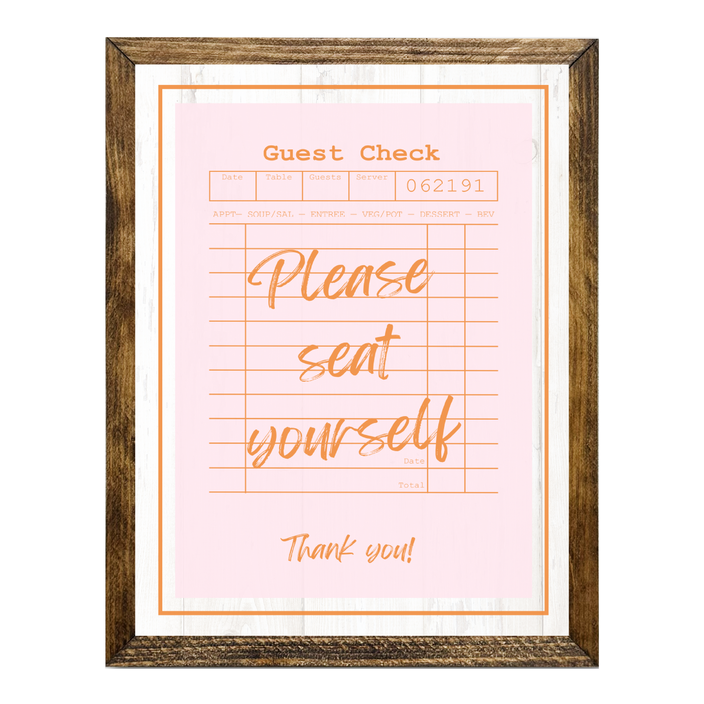 TIMBERLAND "GUEST CHECK SERIES"- PLEASE SEAT YOURSELF