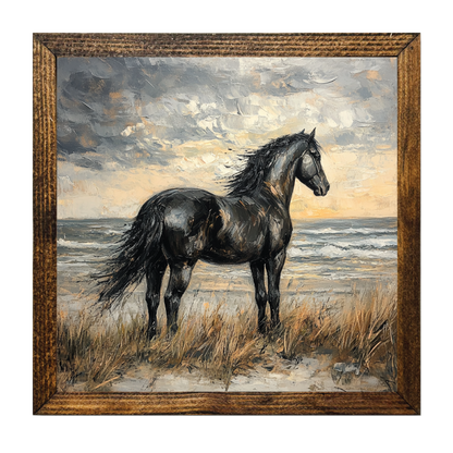 ARTISTIC SERIES TIMBERLAND-BLACK HORSE NEAR THE WATER