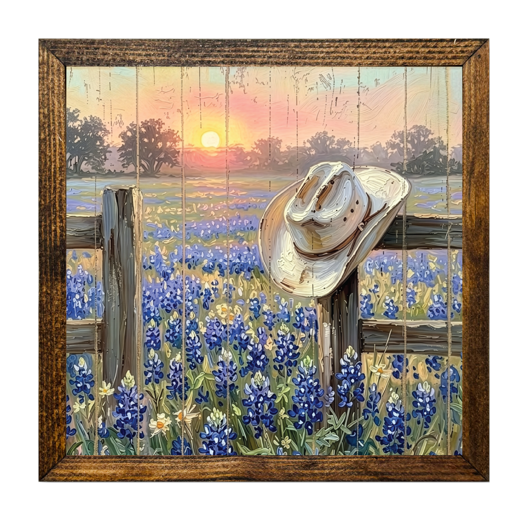 TIMBERLAND FRAME BLUEBONNET FIELD COWBOY HAT AT SUNSET
