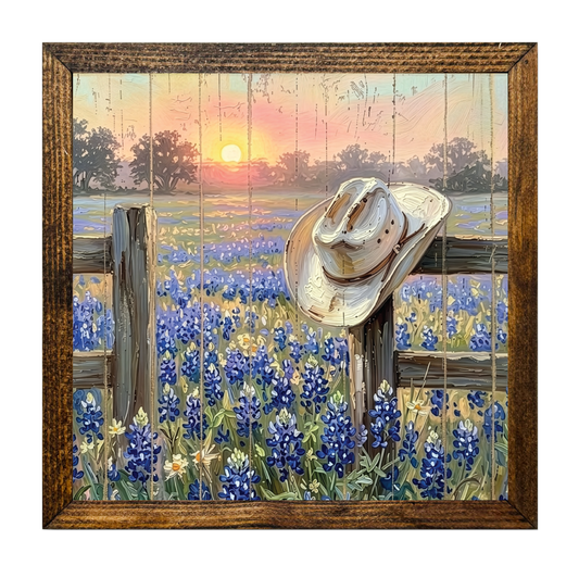 TIMBERLAND FRAME BLUEBONNET FIELD COWBOY HAT AT SUNSET