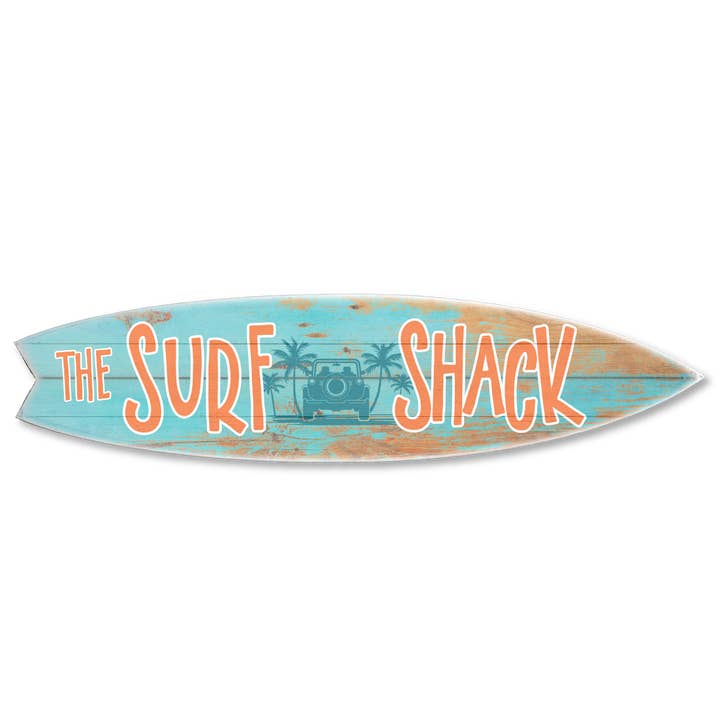 MINI 23" SURF BOARD WALL ACCENT SURF SHACK TEAL HORIZONTAL