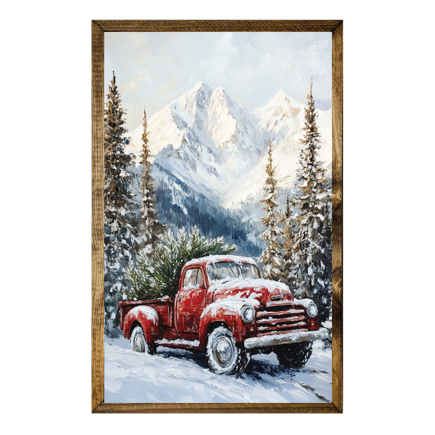 ARTISTIC SERIES TIMBERLAND- WATERCOLOR RED TRUCK MOUNTAIN 2