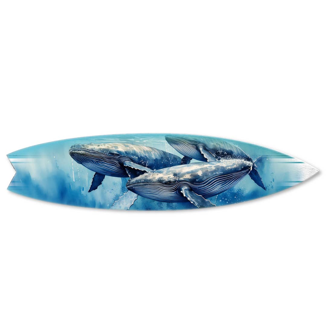 SURF BOARD WALL ACCENT BLUE WHALE ART