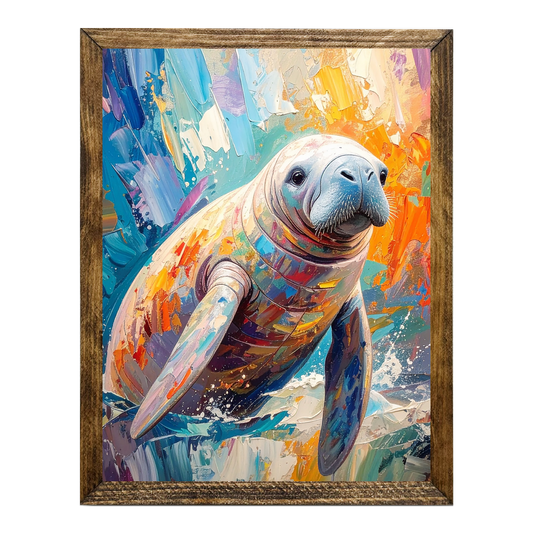 TIMBERLAND FRAME COLORFUL ART MANATEE