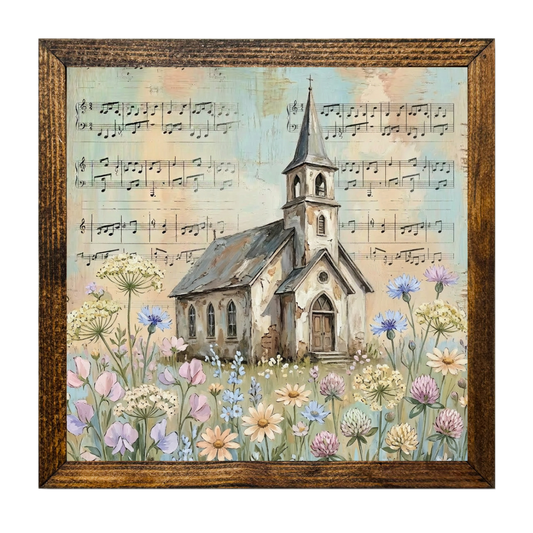 TIMBERLAND FRAME SPRING FLOWERS SHEET MUSIC CHURCH ART