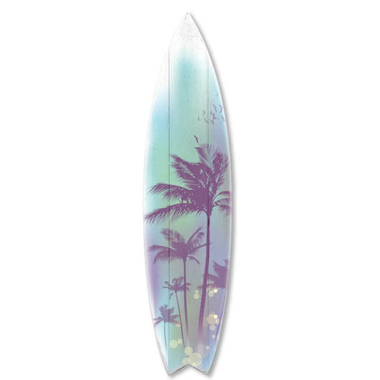MINI 23" SURF BOARD WALL ACCENT PALM TREE ART (TEAL)