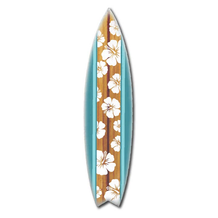 MINI 23" SURF BOARD WALL ACCENT HIBISCUS DARK TEAL