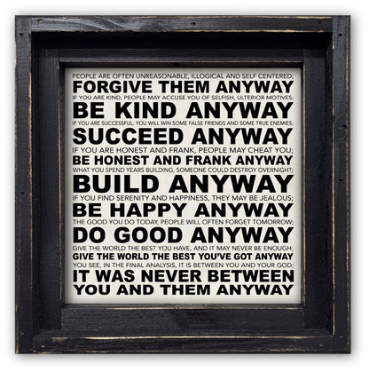 FRAMED CANVAS DO IT ANYWAY POEM BY MOTHER THERESA
