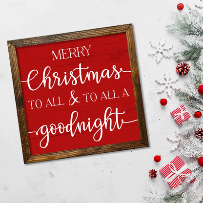 TIMBERLAND FRAME MERRY CHRISTMAS TO ALL & TO ALL A GOODNIGHT RED