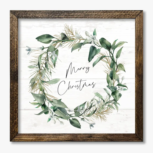 TIMBERLAND FRAME WREATH GREENERY MERRY CHRISTMAS