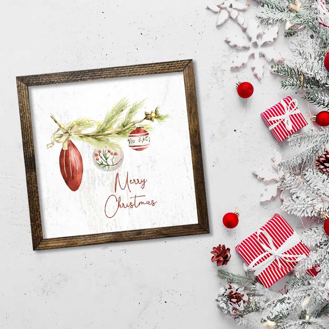 TIMBERLAND FRAME MERRY CHRISTMAS ORNAMENT BRANCH
