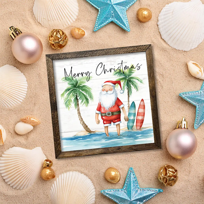 TIMBERLAND FRAME SANTA CLAUS AT THE BEACH MERRY CHRISTMAS