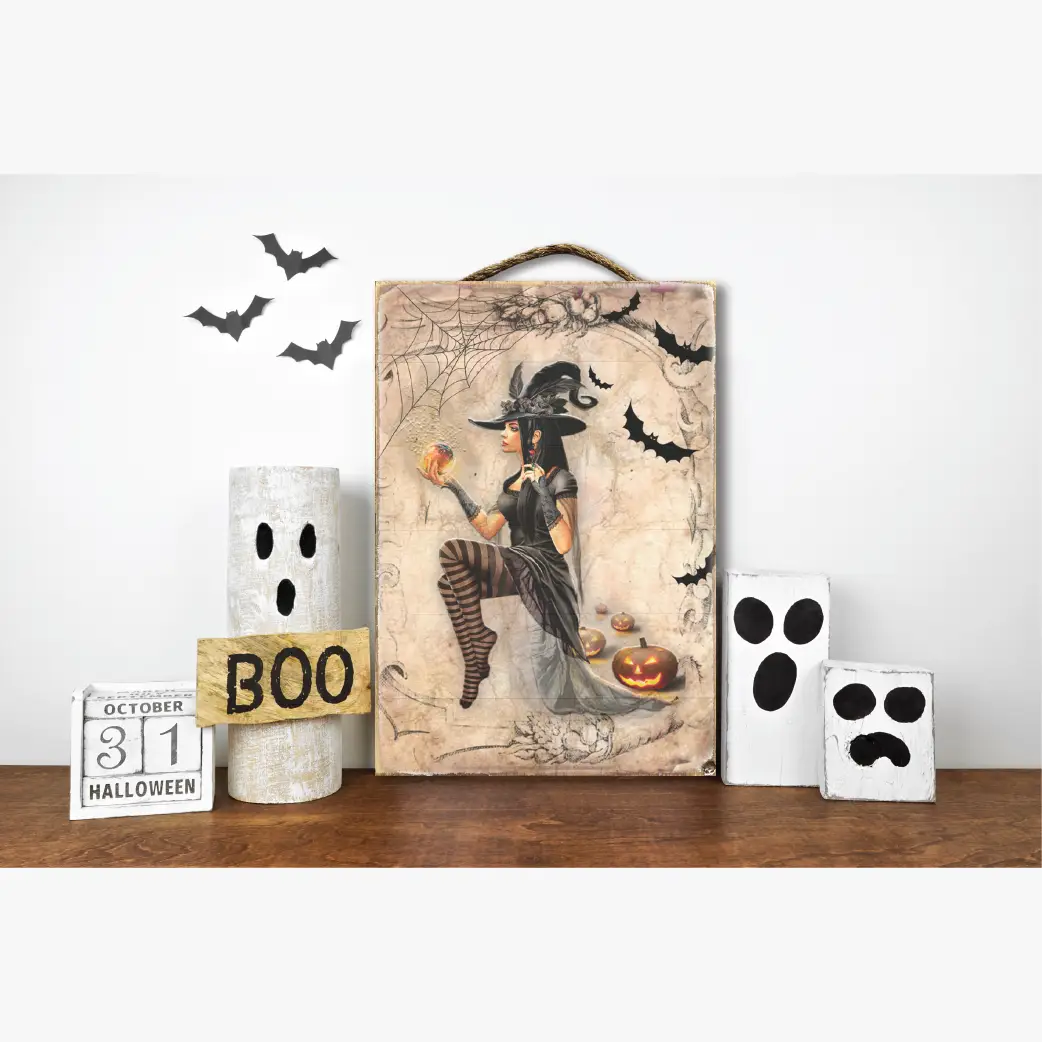 Vintage Witch with Apple
