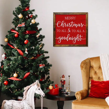 TIMBERLAND FRAME MERRY CHRISTMAS TO ALL & TO ALL A GOODNIGHT RED
