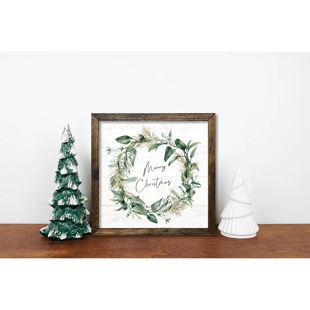 TIMBERLAND FRAME WREATH GREENERY MERRY CHRISTMAS