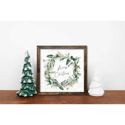 TIMBERLAND FRAME WREATH GREENERY MERRY CHRISTMAS
