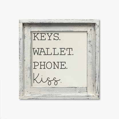 FRAMED CANVAS KEYS WALLET PHONE KISS