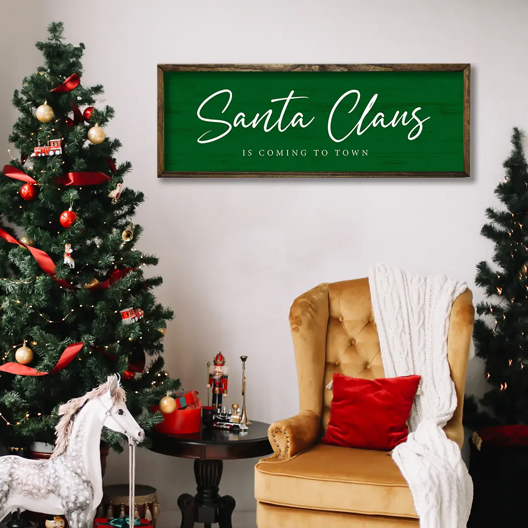 TIMBERLAND FRAME SANTA CLAUS IS COMING TO TOWN GREEN