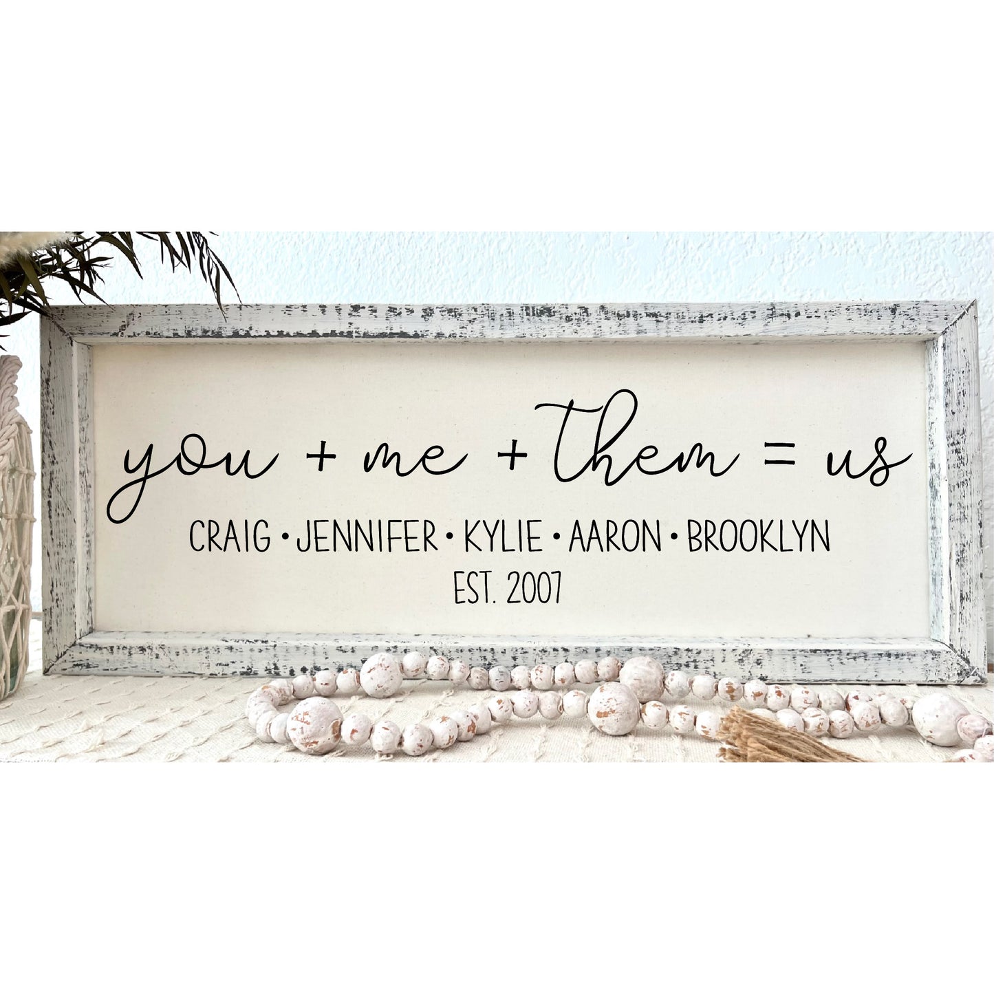 you+me+them=us Custom Canvas Names and Date