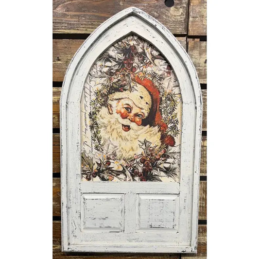 Arched Framed Canvas Vintage Santa Full Color
