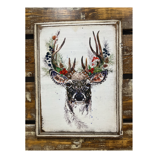 Vintage Style Abstract Christmas Deer