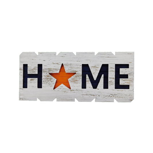 Astros Inspired State Home Sign (White/Orange/Blue)